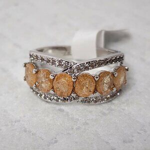 Bomb Party Ring Peach Ice Crystals Size 8